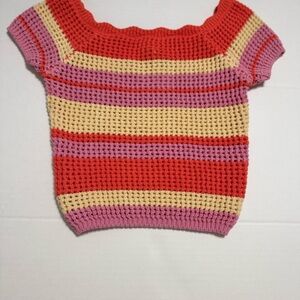 Full Tilt Pink and Cream Knit Top